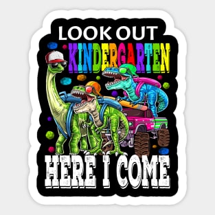 Look Out Kindergarten Here I Come Monster Truck Dinosaur Back To School Sticker